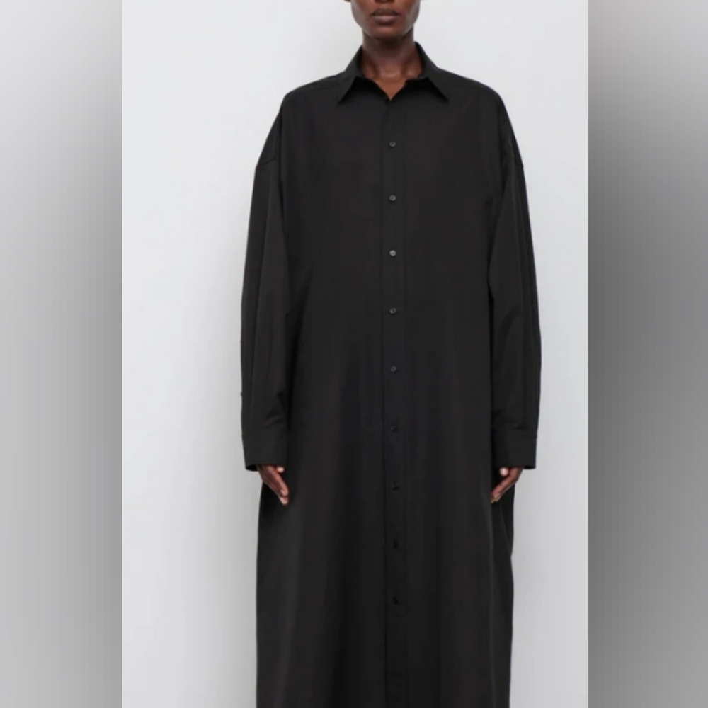 Plagiarist Black Button Down Cotton Blend Maxi Shirt Dress Size Misses XL